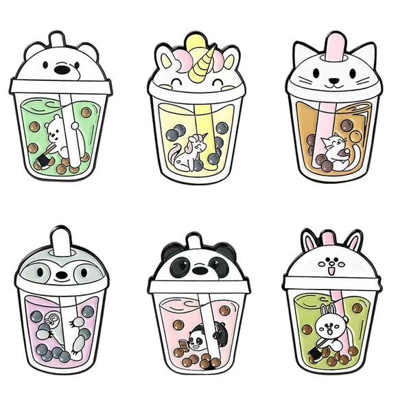 Jewelry - ONE Kawaii Boba Animal Enamel Pin